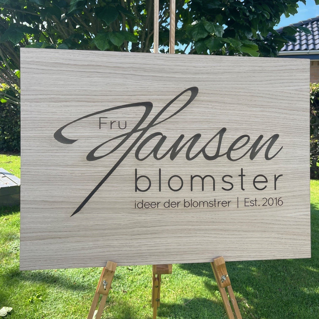 Logoskilt til Fru Hansen Blomster