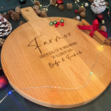 Skærebræt personlig med tekst | Rundt | Bøgetræ | Ø30cm