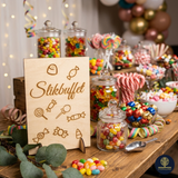 Slikbuffet-skilt med fod
