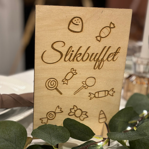 Slikbuffet-skilt med fod