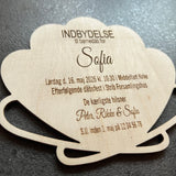 Indbydelse | Barnedåb | Muslingeskal | Flere varianter