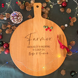 Skærebræt personlig med tekst | Rundt | Bøgetræ | Ø30cm