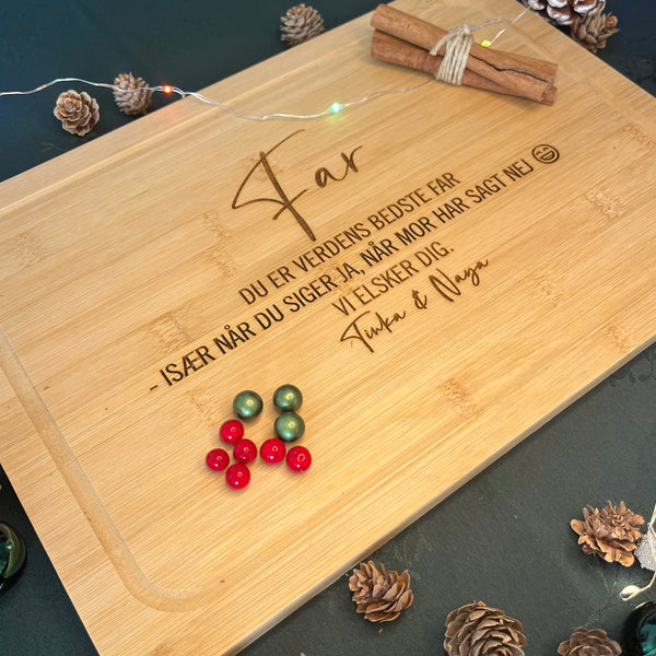 Skærebræt med personlig tekst | Bambus | 37x25cm