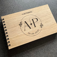 Gæstebog med personlig tekst | Personligt monogram | Flere varianter