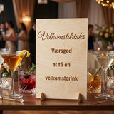 Velkomstdrinks-skilt med fod
