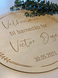 Velkomstskilt barnedåb flot