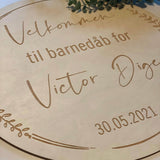 Velkomstskilt barnedåb træ